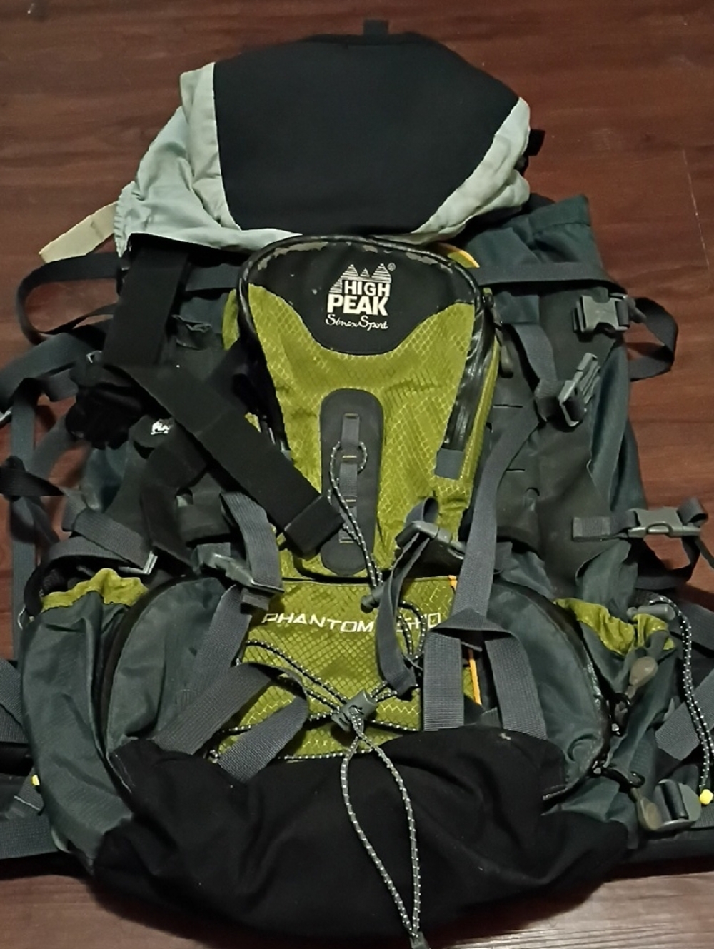 High Peak Phantom Hiking Backpack in Olive Green, Grey and Black.